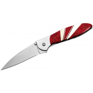 Kershaw 1660JC Ken Onion Leek by Santa Fe Stoneworks Assisted Flipper Knife 3&quot; Blade, Red Coral and Mother of Pearl Jewelry Collection on Sale