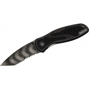 Kershaw 1670TTSST Ken Onion Blur Assisted Folding Knife 3-3/8&quot; Tiger Stripe Tanto Combo Blade, Black Aluminum Handles on Sale