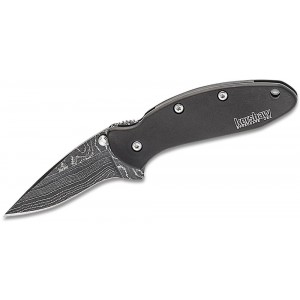 Kershaw 1600CKTDAM Ken Onion Chive Assisted Flipper Knife 1.9&quot; Damascus Plain Blade, Black Stainless Steel Handles on Sale
