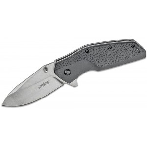 Kershaw 3850 Swerve Assisted Flipper 3&quot; Stonewashed Plain Blade, Black FRN Handles on Sale