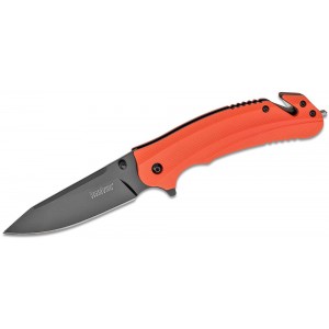 Kershaw 8650 Barricade Assisted Flipper 3.5&quot; Black Clip Point Blade, Orange GFN Handles, Strap Cutter on Sale