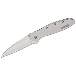 Kershaw 1660 Ken Onion Leek Assisted Flipper Knife 3&quot; Bead Blast Plain Blade, Stainless Steel Handles on Sale