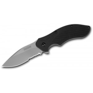 Kershaw 1605ST Clash Assisted Flipper Knife 3&quot; Bead Blast Combo Blade, Black Polyimide Handles on Sale