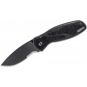 Kershaw 1670BLKST Ken Onion Blur Assisted Folding Knife 3-3/8&quot; Black Combo Blade, Black Aluminum Handles on Sale
