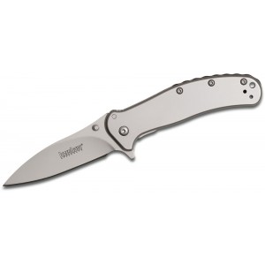 Kershaw 1730SS Zing Assisted Flipper Knife 3&quot; Bead Blast Plain Blade, Stainless Steel Handles on Sale