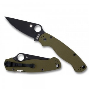 Spyderco Para Military 2 G-10 OD Green Black Blade Exclusive - Combination Edge/Plain Edge on Sale