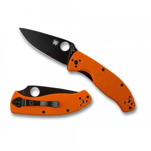 Spyderco Tenacious G-10 Orange Black Blade Exclusive - Combination Edge/Plain Edge on Sale