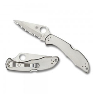 Spyderco Delica 4 Stainless Steel Combintaion Edge Folding Knife on Sale