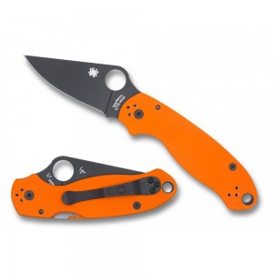 Spyderco Para 3 Orange CTS XHP Black Blade Plain Edge Exclusive - Combination Edge/Plain Edge on Sale