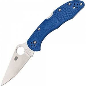 Spyderco Delica 4 C11F Lightweight Flat Ground Plain Edge Folding Knife (Blue) on Sale