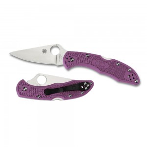 Spyderco Delica 4 C11F Lightweight Flat Ground Plain Edge Folding Knife (Purple)  on Sale